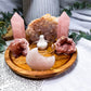Pink Amethyst & Rose Quartz Tealight Holder | Crystal Flower Vase Altar Decor | Self Love Ritual Tray | 5.5 Inch
