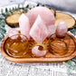 Rose Quartz Altar for Love and Healing | Wooden Mini Altar Set with Crystals, Tealights, and Gold Accents | Self Love and Heart Energy