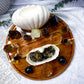 Smoky Quartz & Citrine Crystal Altar | Triple Tealight Altar with Removable Shell Oil Burner & Goddess Offering Bowl