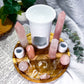 Rose Sanctuary | Rose Quartz Crystal Altar with Oil Burner, Incense Holder and Candle Holders