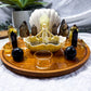 Smoky Quartz & Citrine Crystal Altar | Triple Tealight Altar with Removable Shell Oil Burner & Goddess Offering Bowl