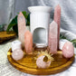Rose Sanctuary | Rose Quartz Crystal Altar with Oil Burner, Incense Holder and Candle Holders