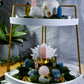 Two-Tier Crystal Altar with Flower Vase | Rose Quartz, Citrine, Blue Angelite & Clear Quartz | 4 Tealight and 2 Incense Holders