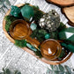 Green Aventurine and Pyrite Altar for Abundance and Growth | Wooden Mini Altar with Moss, Gold Accents, and Crystal Goddess