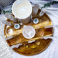 Clear Quartz Crystal Altar | Moon Oil Burner, Four Tealight Holders, Double Chime Holders & Offering Bowl