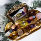 Love & Healing Acacia Tray | Rose Quartz Sphere with Angelite, Amethyst & Clear Quartz Altar