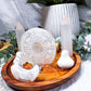 Selenite Mini Altar | Zodiac Tarot Display with Double Flower Vases & Tealight Holder | Crystal Ritual Tray