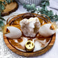 Clear Quartz Mini Altar | Quartz Druzy, Double Tealight, Tarot & Incense Holder | Crystal Ritual Tray