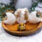Clear Quartz Mini Altar | Quartz Druzy, Double Tealight, Tarot & Incense Holder | Crystal Ritual Tray