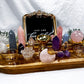 Love & Healing Acacia Tray | Rose Quartz Sphere with Angelite, Amethyst & Clear Quartz Altar