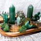 Green Aventurine and Pyrite Altar for Abundance and Growth | Wooden Mini Altar with Moss, Gold Accents, and Crystal Goddess