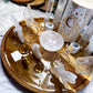 Clear Quartz Crystal Altar | Moon Oil Burner, Four Tealight Holders, Double Chime Holders & Offering Bowl