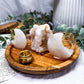 Clear Quartz Mini Altar | Quartz Druzy, Double Tealight, Tarot & Incense Holder | Crystal Ritual Tray