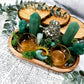 Green Aventurine and Pyrite Altar for Abundance and Growth | Wooden Mini Altar with Moss, Gold Accents, and Crystal Goddess