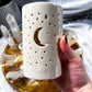 Clear Quartz Crystal Altar | Moon Oil Burner, Four Tealight Holders, Double Chime Holders & Offering Bowl