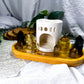 Grounded Gold | Citrine and Smoky Quartz Crystal Altar with Oil Burner and Double Chime Holders