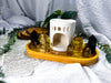Grounded Gold | Citrine and Smoky Quartz Crystal Altar with Oil Burner and Double Chime Holders