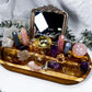 Love & Healing Acacia Tray | Rose Quartz Sphere with Angelite, Amethyst & Clear Quartz Altar