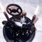Shadowmother: Dark Goddess Altar Set with Obsidian Flame, Spiral Goddess, Triple Moon Incense Burner, and Chime Holders