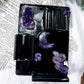 Shadow and Insight Ceramic Altar | Black 5x7 with Amethyst, Lepidolite Snake and Flower Vase