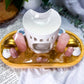 Soft Bloom | Rose Quartz and Citrine Double Tarot Altar with Oil Burner, Bud Vases and Chime Holders