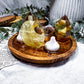 Citrine & Lemon Quartz Mini Altar | Tarot, Incense & Tealight Holder with Double Flower Vases | 5.5 Inch Crystal Altar
