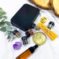 Mini Travel Altar Tin | Portable Witchcraft Kit with Herbs, Oil, Candles, Divination Coin, and Amethyst