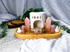 Soft Bloom | Rose Quartz and Citrine Double Tarot Altar with Oil Burner, Bud Vases and Chime Holders