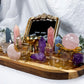 Love & Healing Acacia Tray | Rose Quartz Sphere with Angelite, Amethyst & Clear Quartz Altar