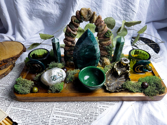 Moss Earth Altar | Candle + Incense Holder