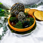 Earth Read Moss Agate & Pyrite Tarot Altar | Grounded Divination Setup with Chime & Tealight Holders
