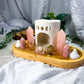 Soft Bloom | Rose Quartz and Citrine Double Tarot Altar with Oil Burner, Bud Vases and Chime Holders