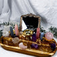 Love & Healing Acacia Tray | Rose Quartz Sphere with Angelite, Amethyst & Clear Quartz Altar