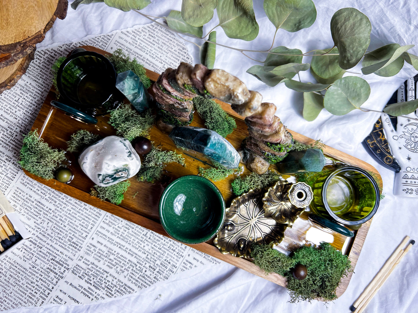 Moss Earth Altar | Candle + Incense Holder