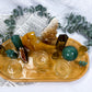 Abundance & Solar Energy Bamboo Tray | Golden Healer Moon with Citrine & Green Aventurine Altar