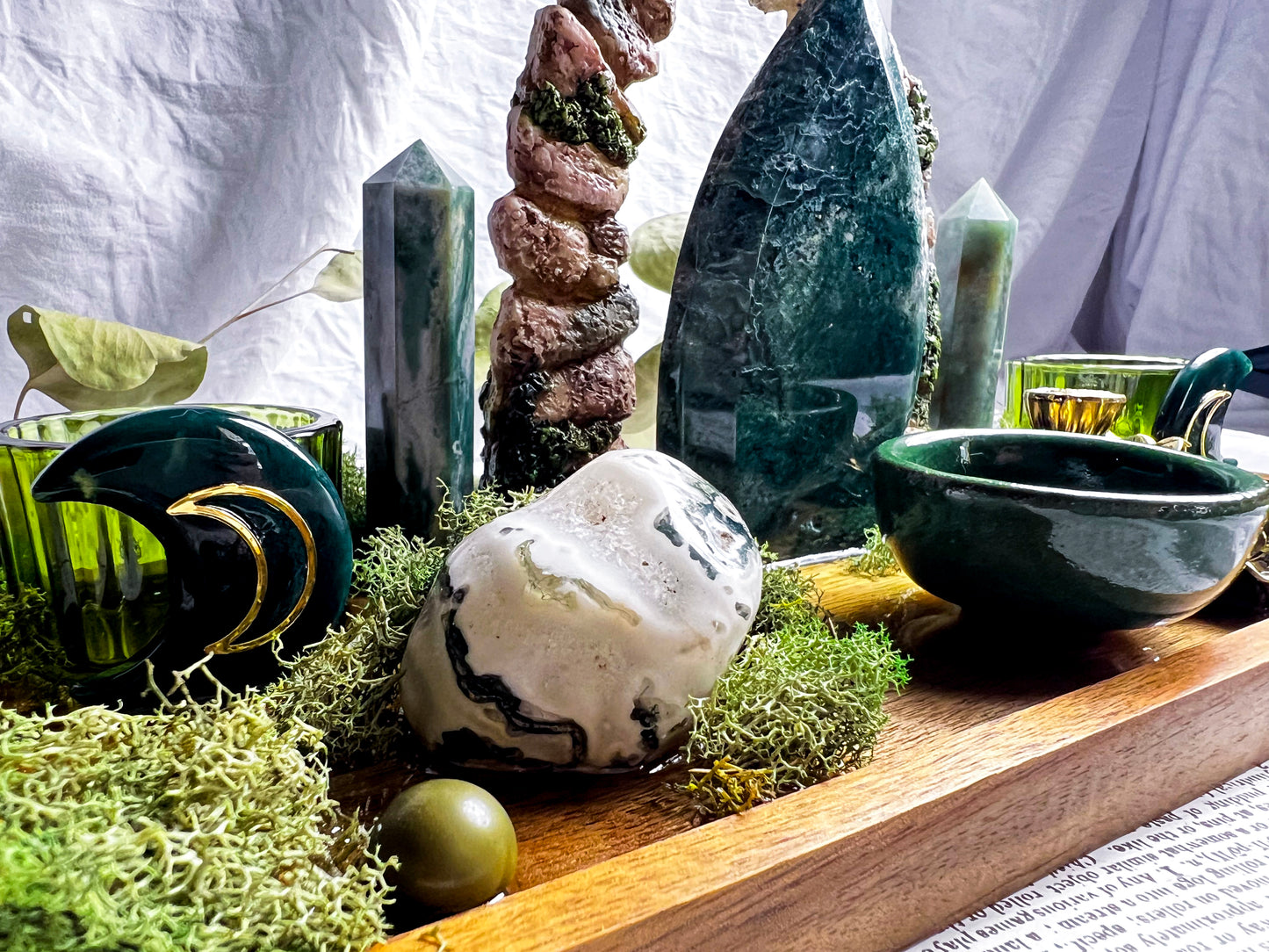 Moss Earth Altar | Candle + Incense Holder