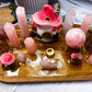 Rose Quartz Crystal Altar | Fairy House Altar with Double Tealight Holders & Incense Holder