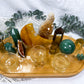 Abundance & Solar Energy Bamboo Tray | Golden Healer Moon with Citrine & Green Aventurine Altar