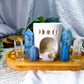 Quiet Knowing | Blue Calcite, Angelite and Clear Quartz Double Tarot Altar with Oil Burner and Chime Holders