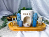 Quiet Knowing | Blue Calcite, Angelite and Clear Quartz Double Tarot Altar with Oil Burner and Chime Holders