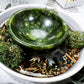 Earth Altar Offering Bowl | Nephrite Jade, Moss Agate, Herbs, and Gold Flakes in Ceramic Base