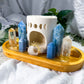 Quiet Knowing | Blue Calcite, Angelite and Clear Quartz Double Tarot Altar with Oil Burner and Chime Holders