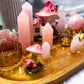 Rose Quartz Crystal Altar | Fairy House Altar with Double Tealight Holders & Incense Holder