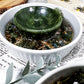 Earth Altar Offering Bowl | Nephrite Jade, Moss Agate, Herbs, and Gold Flakes in Ceramic Base