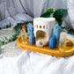 Quiet Knowing | Blue Calcite, Angelite and Clear Quartz Double Tarot Altar with Oil Burner and Chime Holders