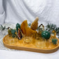 Abundance & Solar Energy Bamboo Tray | Golden Healer Moon with Citrine & Green Aventurine Altar