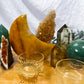 Abundance & Solar Energy Bamboo Tray | Golden Healer Moon with Citrine & Green Aventurine Altar