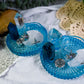 Blue Apatite & Clear Quartz Tealight Altar | Crystal Candle Holder for Clarity, Communication & Intuition