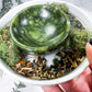 Earth Altar Offering Bowl | Nephrite Jade, Moss Agate, Herbs, and Gold Flakes in Ceramic Base