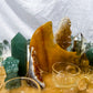 Abundance & Solar Energy Bamboo Tray | Golden Healer Moon with Citrine & Green Aventurine Altar